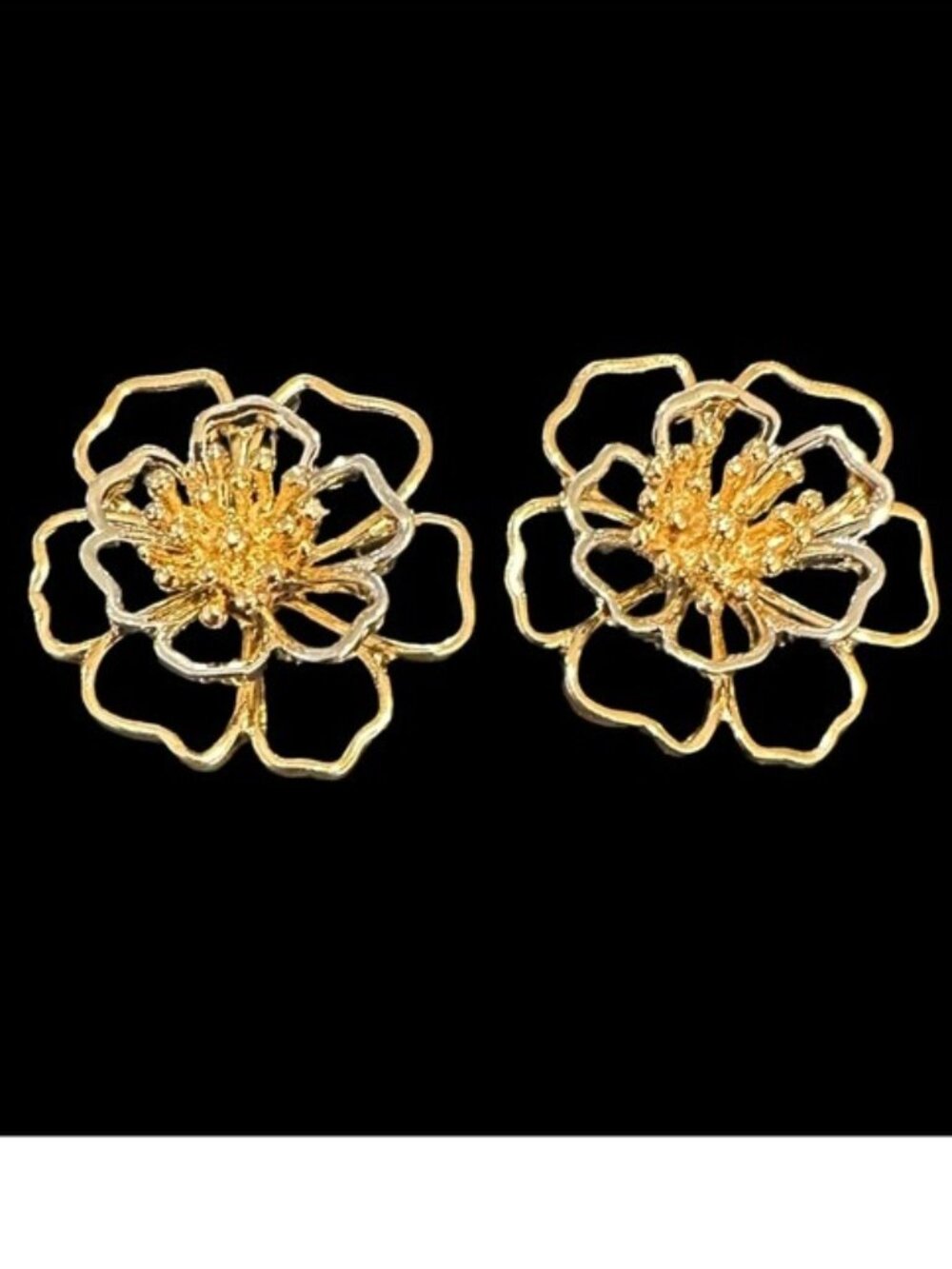 Floral Gold & Silver-Tone Openwork Earrings By Its Sense Lightweight & Elegant S